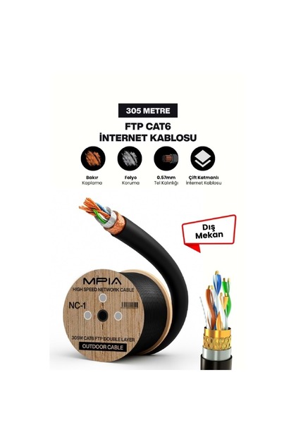 Nc-1 Ofc 305 Meters / 0.57mm Cat6 Ftp Dual Layer Outdoor Internet Cable