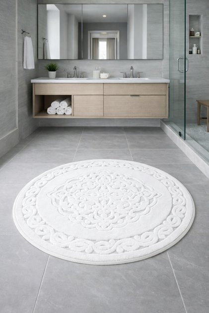 100 cm Round Washable Mat White Color
