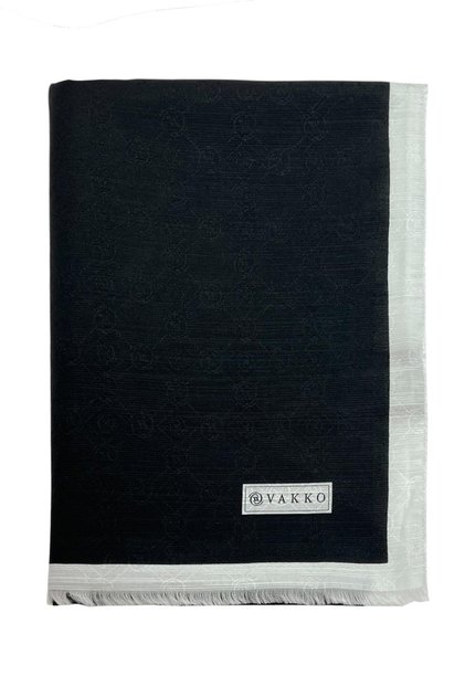 Cotton Silk Monogram Shawl 44225-Black and White