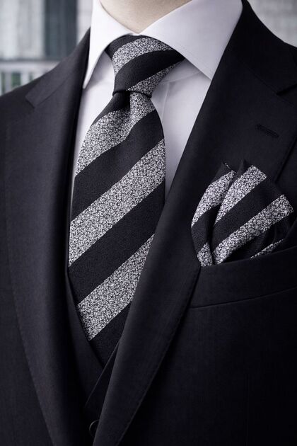 Black and White Striped Tie Handkerchief