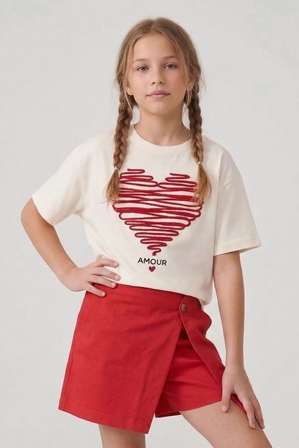 Crop T-Shirt and Shorts Skirt Summer Set for Girls