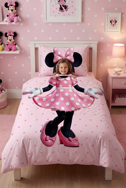 Sweet Minnie Patterned Single Baby Kids Bedding Set