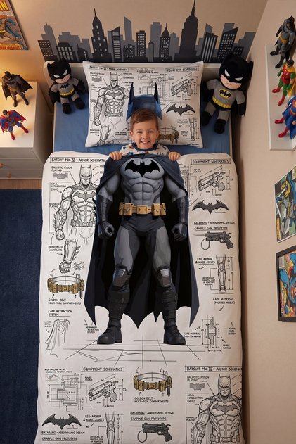 Bat Man Details Patterned Single Baby Kids Bedding Set