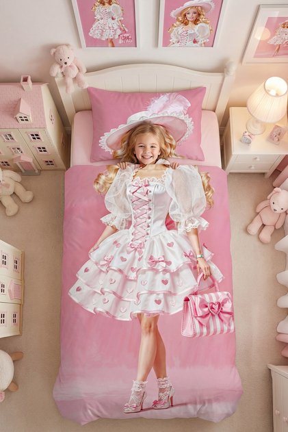 Small Fashion Icon Patterned Single Baby Kids Duvet Cover Set