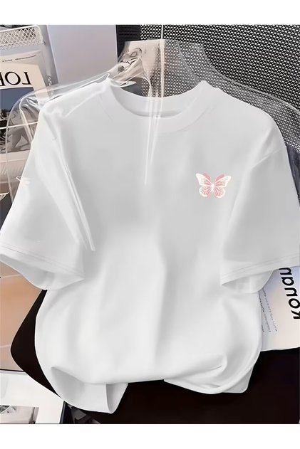 Big Size, Butterfly Printed T-Shirt for Women