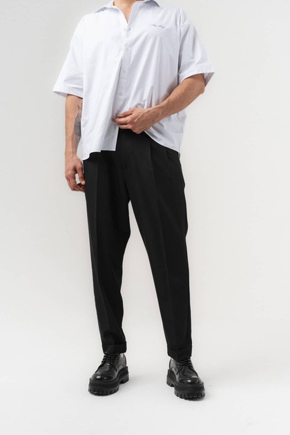 Formline Double Leg and Waist Elastic Fabric Baggy Trousers