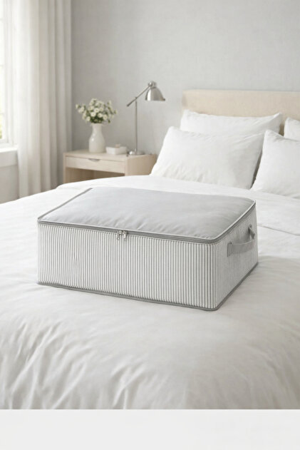 EVELLA HOME 3'lü Çizgili Baza Altı Hurcu 65x45x22 cm Yer