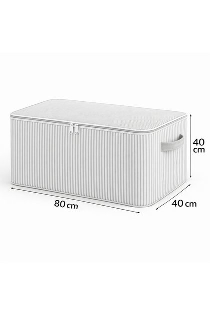 Çizgili Yorgan Hurcu 80x40x40 cm Fermuarlı Büyük Boy Baza Altı Saklama Hurcu