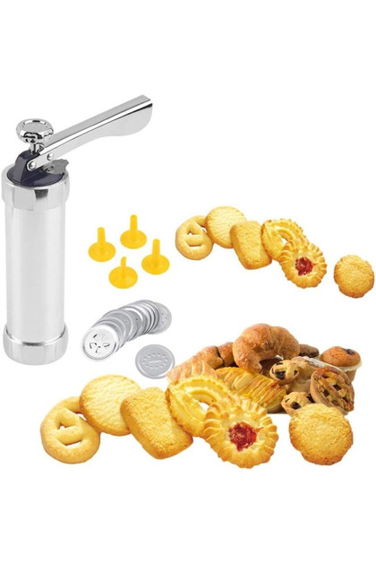 Biscuit Cookie Extruder Press Gun Set with 10 Moulds & 4 Nozzles for Baking Biscuits Cookies