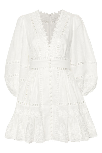 Ivory White Pop Linen Mini Dress