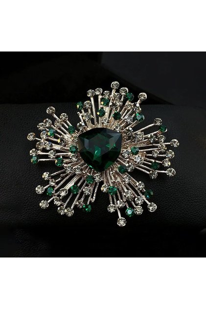 Green Crystal Brooch Luxury High-end Vintage Corsage Pin Accessories Clothing for Men and Women