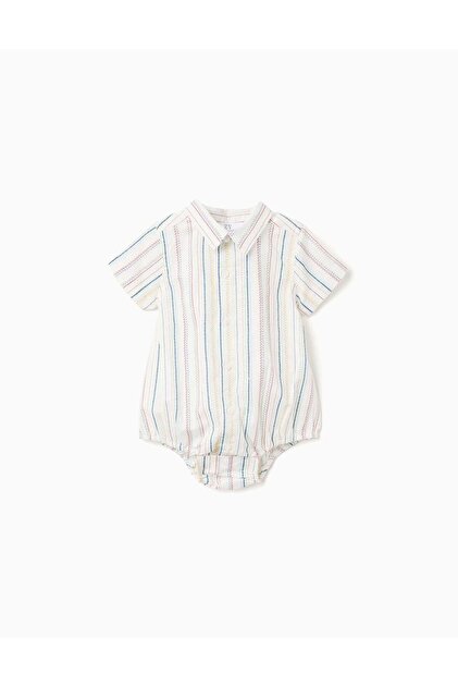 Cotton Body-Shirt With Ethnic Stripes B&S For Newborn Boys, Multicolour