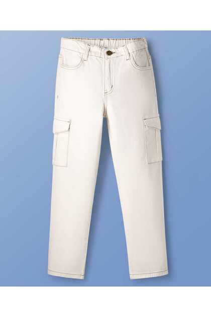 Denim Woven Full Length Washed Jeans - White