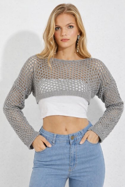 Openwork Knitted Bolero 100% Cotton