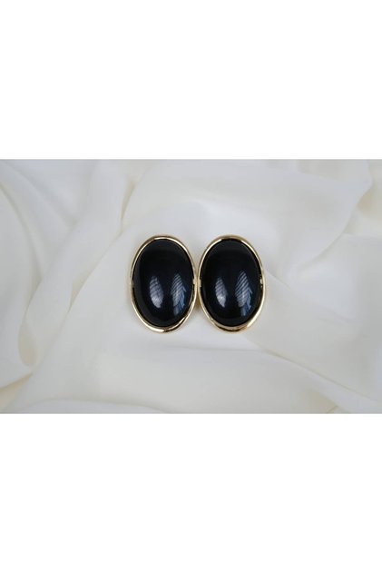 Bkp141 Oval Stone Vintage Earrings Gold (50mm)