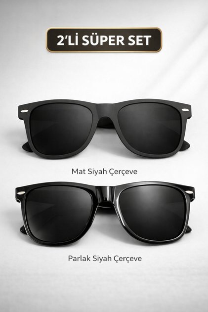 2'Li Super Set Wayfarer Model Men's Sun Glasses Uv-400 Glass Protected