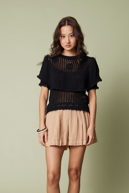 Frilled Tricot Sweater