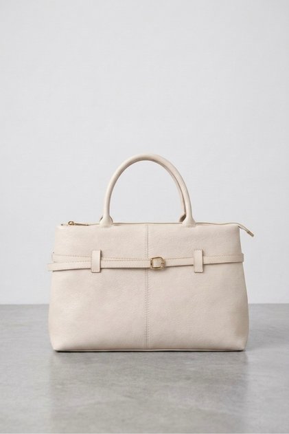 Faux Leather Women's Hand and Shoulder Bag with Belt Detail