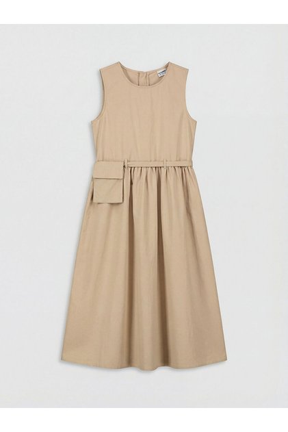 Crew Neck Girl's Poplin Dress (S6)