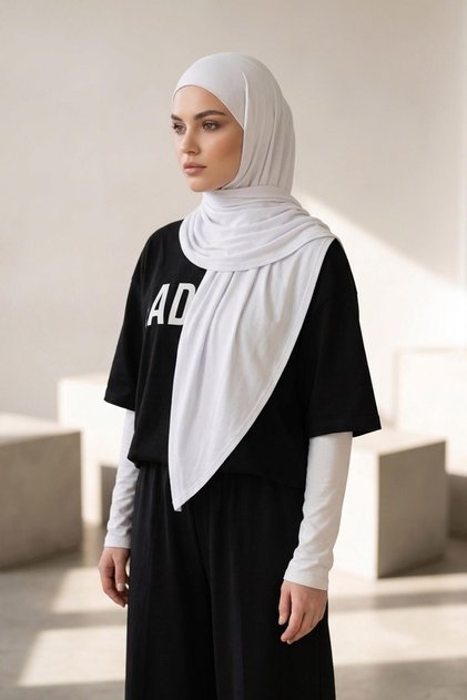 وشاح مثلث من القطن الممشط، قابل للتنفس، مرن، مريح للاستخدام اليومي، مضاد للانزلاق، B-41، أبيض