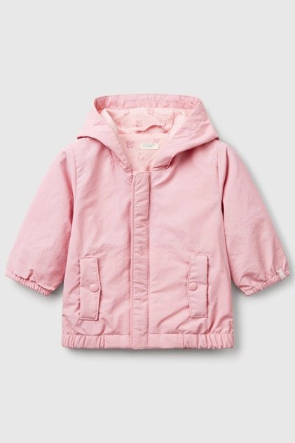 Baby Girl 0-18 Months Combed Cotton Lined Raincoat Pink