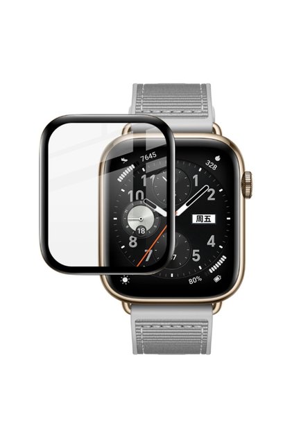 Honor Watch 5 ile uyumlu Çerçeveli Tam Kaplayan 3D Pet Ekran Koruyucu Film - FC016