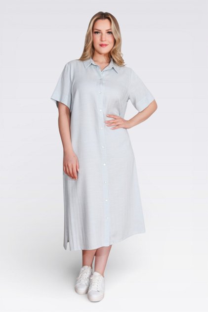 40289 Blue Light Fabric Short Sleeve Dress