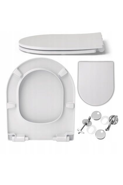 Scaun de toaletă, Hamberger, BELLAVISTA STYLO, Compatibil cu Cersanit Deco, Mecanism cu închidere lentă, Funcție de asamblare/demontare rapidă, Strat protector, 43 x 35,5 cm, Alb