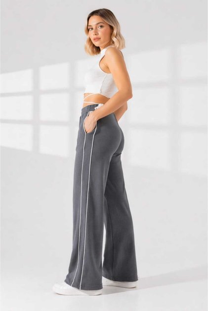 Modal Eşofman Altı/Yan Arabiyeli Wide Leg Model Paça