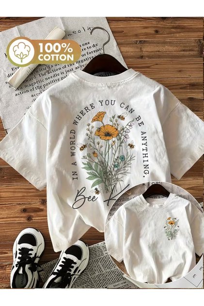 Unisex Bee Kind Printed Oversize Crew Neck T-Shirt