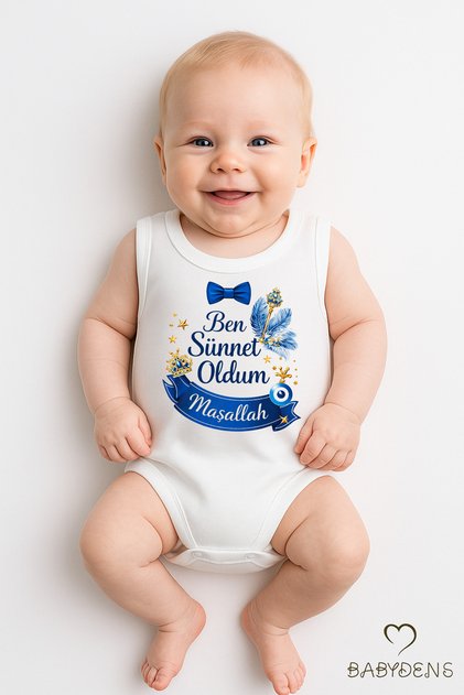 Circumcision Outfit Baby Boy Bodysuit 100% Cotton – I Am Circumcised Mashallah Printed Bodysuit – Sleeveless Bodysuit