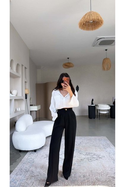 Black Gold Buttoned Premium Trousers