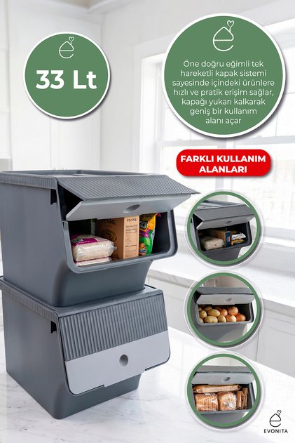 2-Piece Large Size Storage Box 33 Lt with Lid Organizer for Inside the Cabinet Pantry Organizer Box 33 Liters