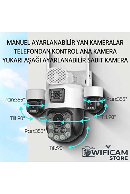 WİFİCAM İnox X25 4 Kameralı Optik Zoom Güneş Enerjili 4G Akıllı