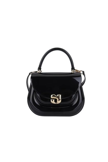 Women's Black Shiny Patent Leather Gel Form Design Handbag and Crossbody Bag