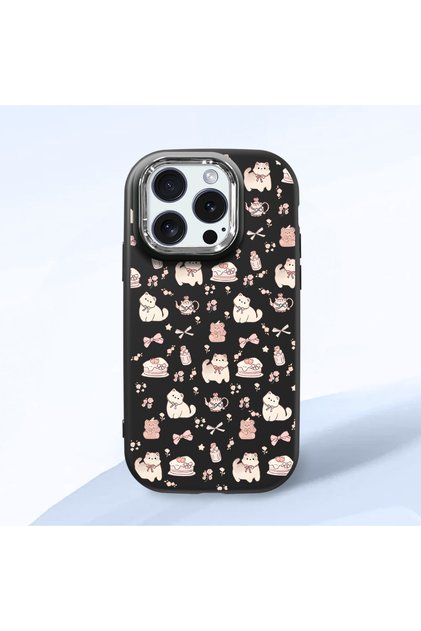 Black Silicone Case Compatible with iPhone 15 Pro with Shock-Absorbing Camera Protections