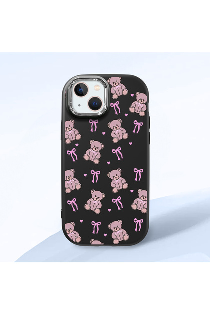 Black Silicone Case with Shock-Absorbing Camera Protections Compatible with iPhone 13/14