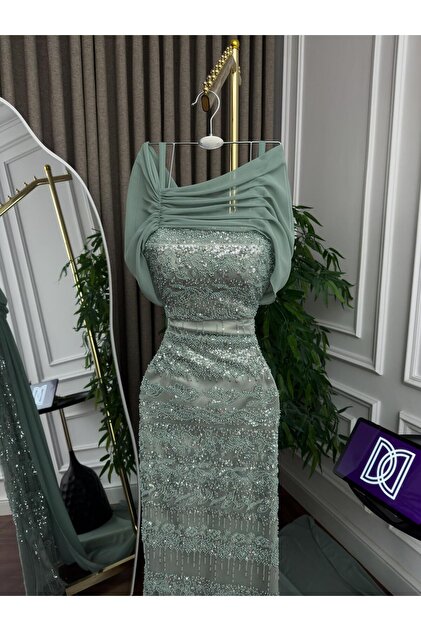 sachin and babi light blue dress Turquoise Turkish Hijab Evening Gown 1420TR
