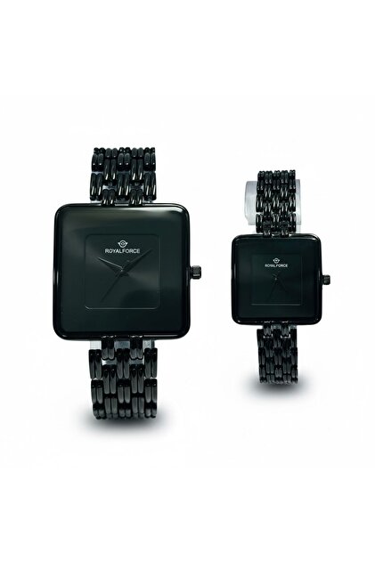 ROYAL FORCE Elara Square Duo Couple Watch Black Watches Set for Men & Women, watch Gift Set
