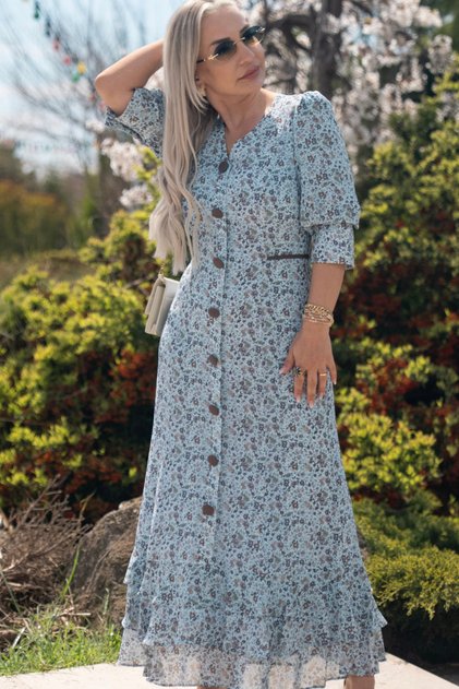 Baby Blue Flounce Maxi Dress