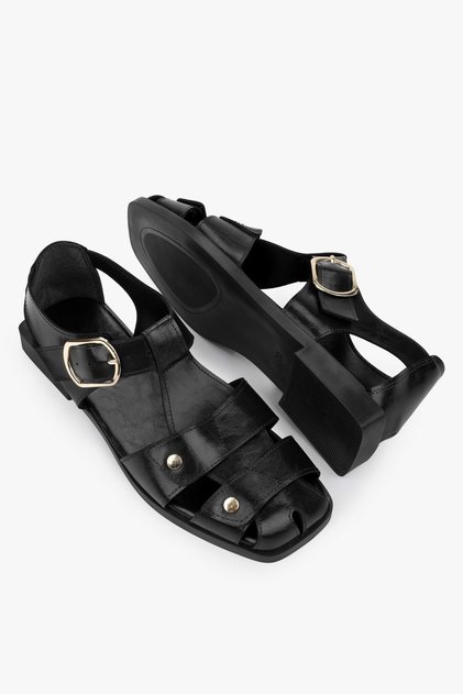 Women's Glacier Black Skin Gladiator Sandals