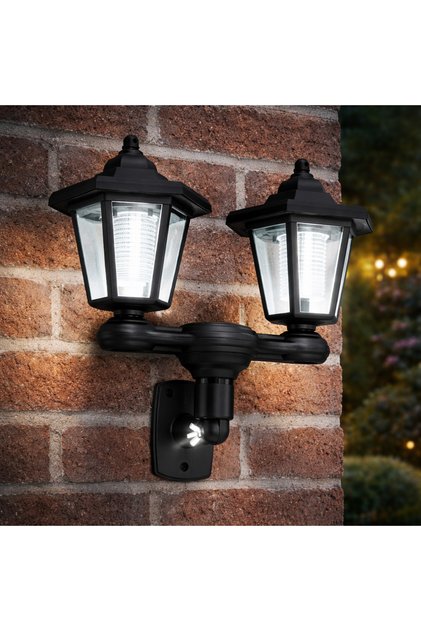 Lampă solară de grădină 3-în-1, tip stâlp sau de perete, 152 cm, LED alb rece, negru