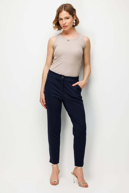 Pants with Slit Detail on the Legs and Side Pockets