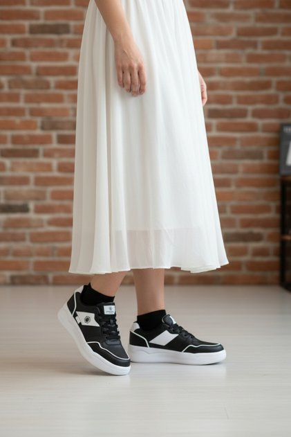 Ft-1258 Black and White Women's Comfort Casual Sneaker Shoes