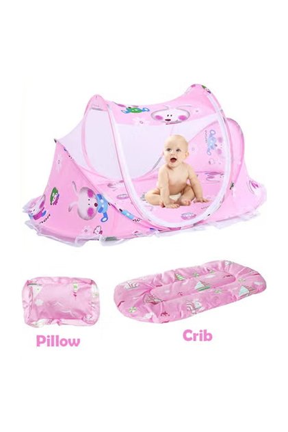 Foldable Baby Mosquito Net Portable Breathable Cover with Cushion Pillow 0-3 Years