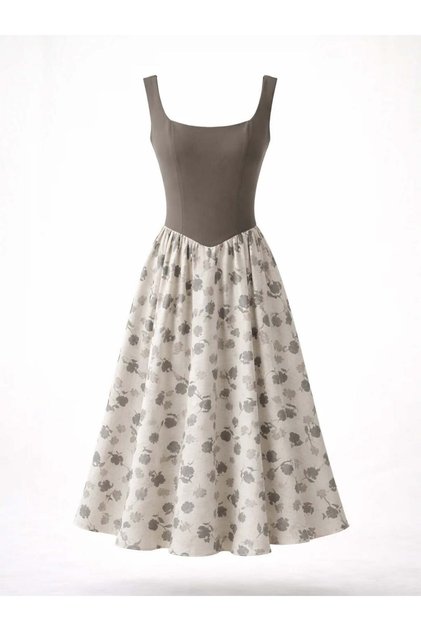 50S Belle Corset Midi Dress Women's Taupe Color