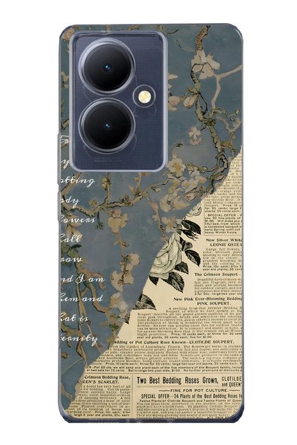 Vivo V29 Lite 5g Compatible Vintage Newspaper Collage Pattern Transparent Phone Case