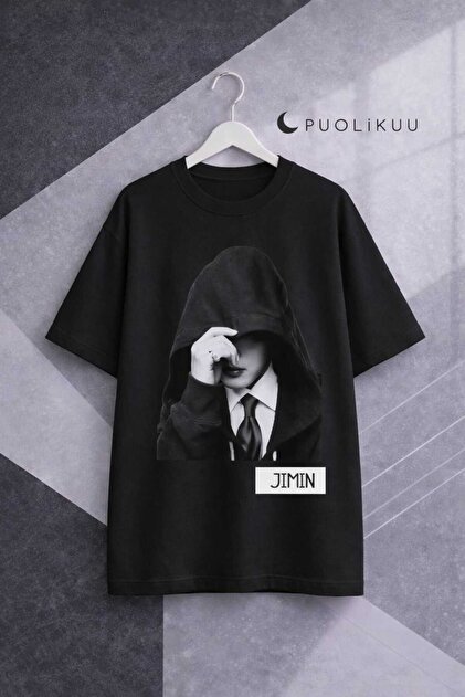 barsdepo BTS JIMIN FACE Baskılı Tişört, Oversize Unisex Tişört