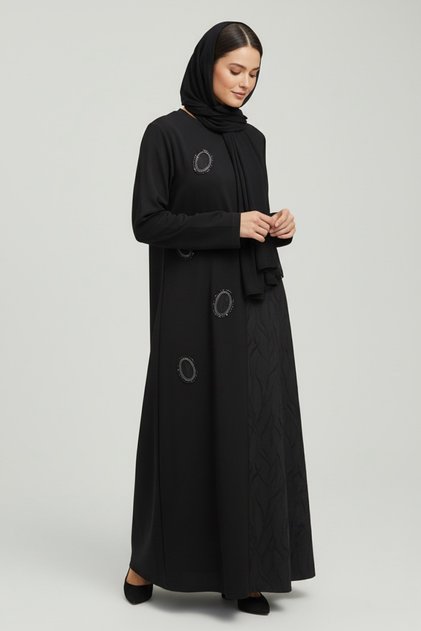 Women's Front Embossed Stone Patterned Crewneck Dress