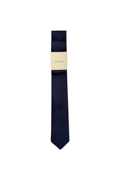 Navy Blue Dobby Tie and Handkerchief Set